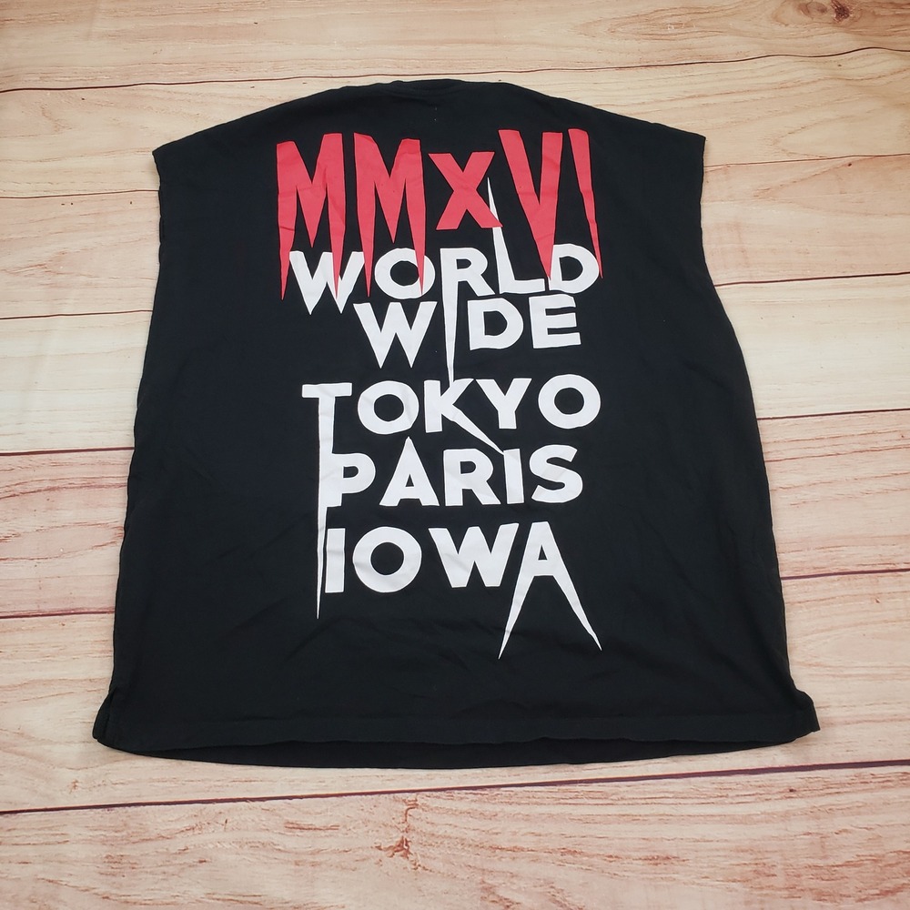ASOS Oversized Muscle Tee Mens L Black MMXVI Graphic Tank Top Tokyo Paris Iowa